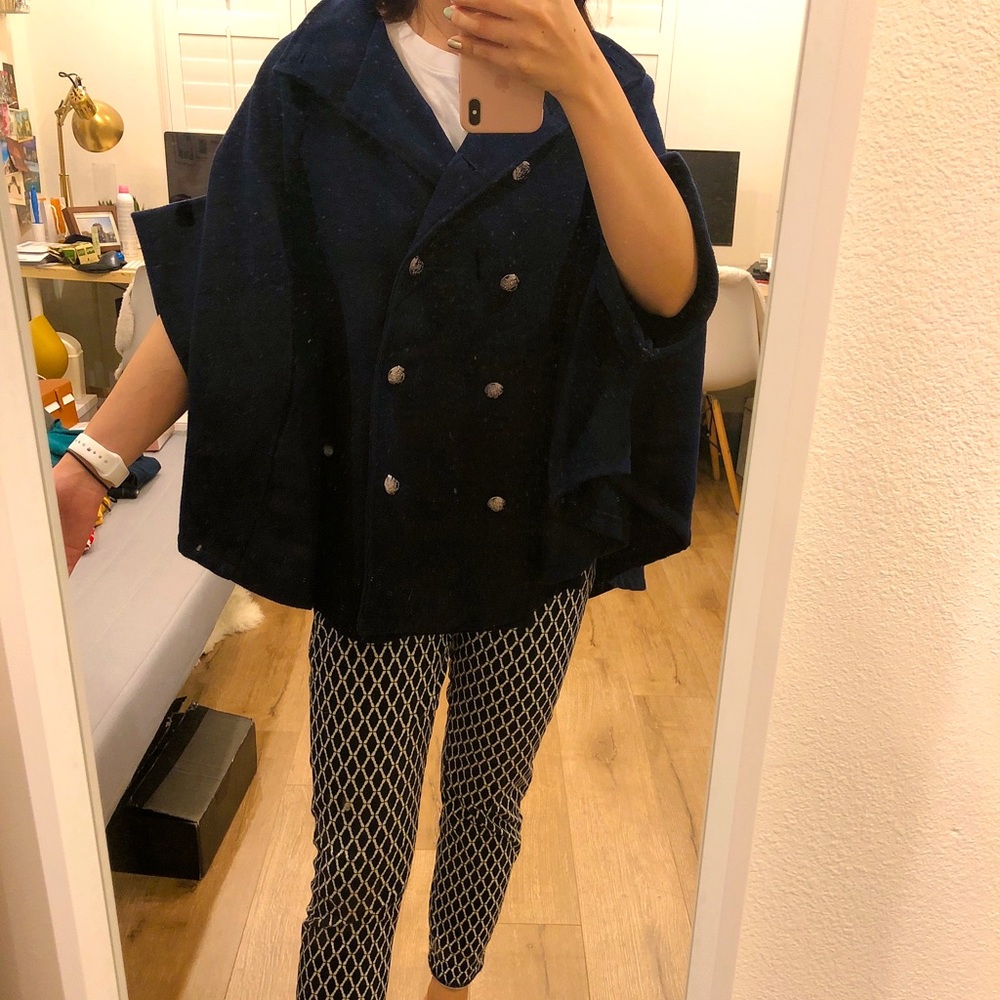 Double Breasted Cloak Sleeve Cape Overcoat